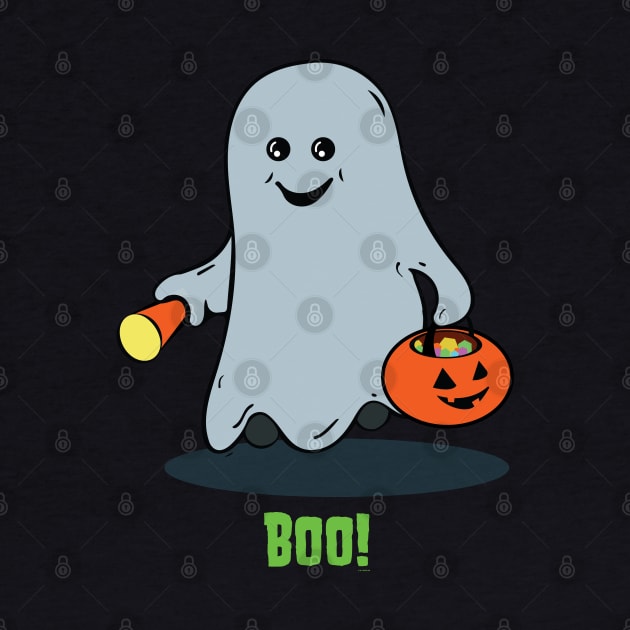 Cute Kid's - The Boo Crew - Cartoon Monsters - Trick or Treat - Gus the Ghost by Vector Deluxe